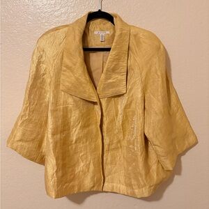 JM Collection Shimmery Mustard Yellow Boxy Blazer